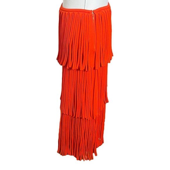 Proenza Schouler Fringe Midi Skirt Women’s Size Large Orange Knit Tiered Runway - Picture 3 of 9